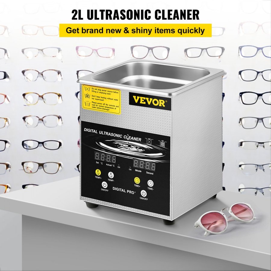 VEVOR 2 Liter Ultrasonic Cleaner – 60W, 40kHz, 200W Heater