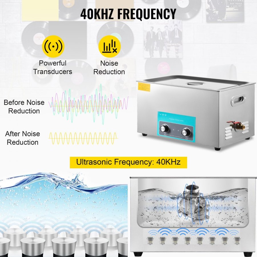 VEVOR Large Industrial Ultrasonic Cleaner – 30L, 600W, 40kHz