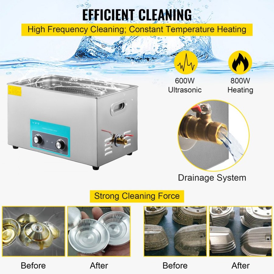 VEVOR Large Industrial Ultrasonic Cleaner – 30L, 600W, 40kHz