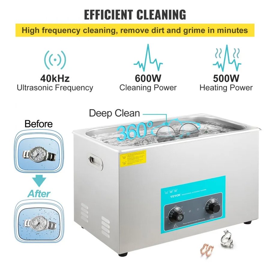 VEVOR 30 Liter Ultrasonic Cleaner – 600W, 40kHz, 500W Heater