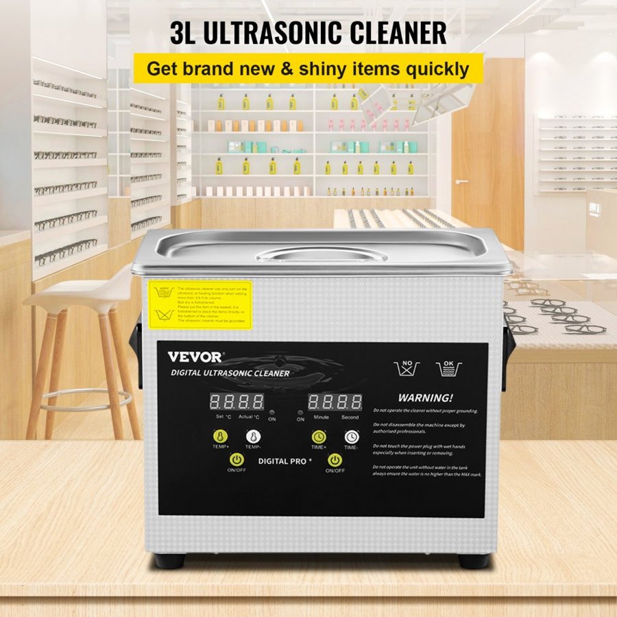 VEVOR Ultrasonic Jewelry Cleaning Machine – 3L, 120W, 40kHz