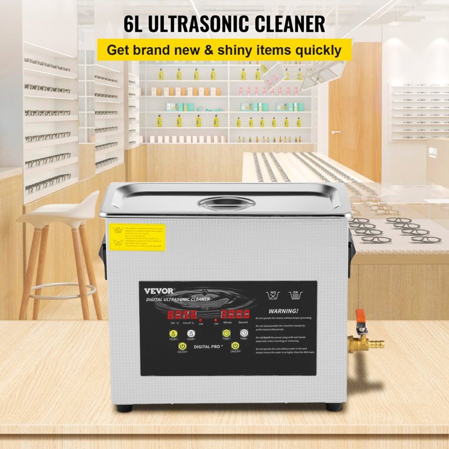 VEVOR 6 Liter Ultrasonic Parts Cleaner – 180W, 300W Heater