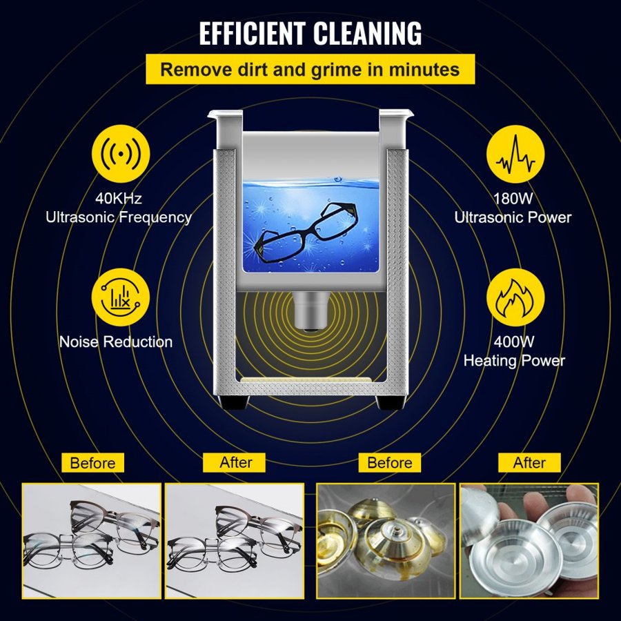 VEVOR 6 Liter Ultrasonic Parts Cleaner – 180W, 300W Heater
