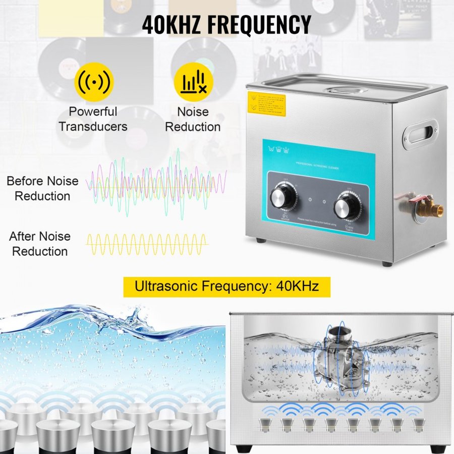 VEVOR Small Parts Ultrasonic Cleaner – 6L, 180W, 40kHz, 400W