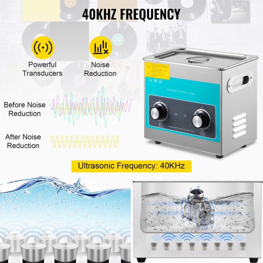 VEVOR Heated Ultrasonic Cleaner – 3L, 120W, 40kHz