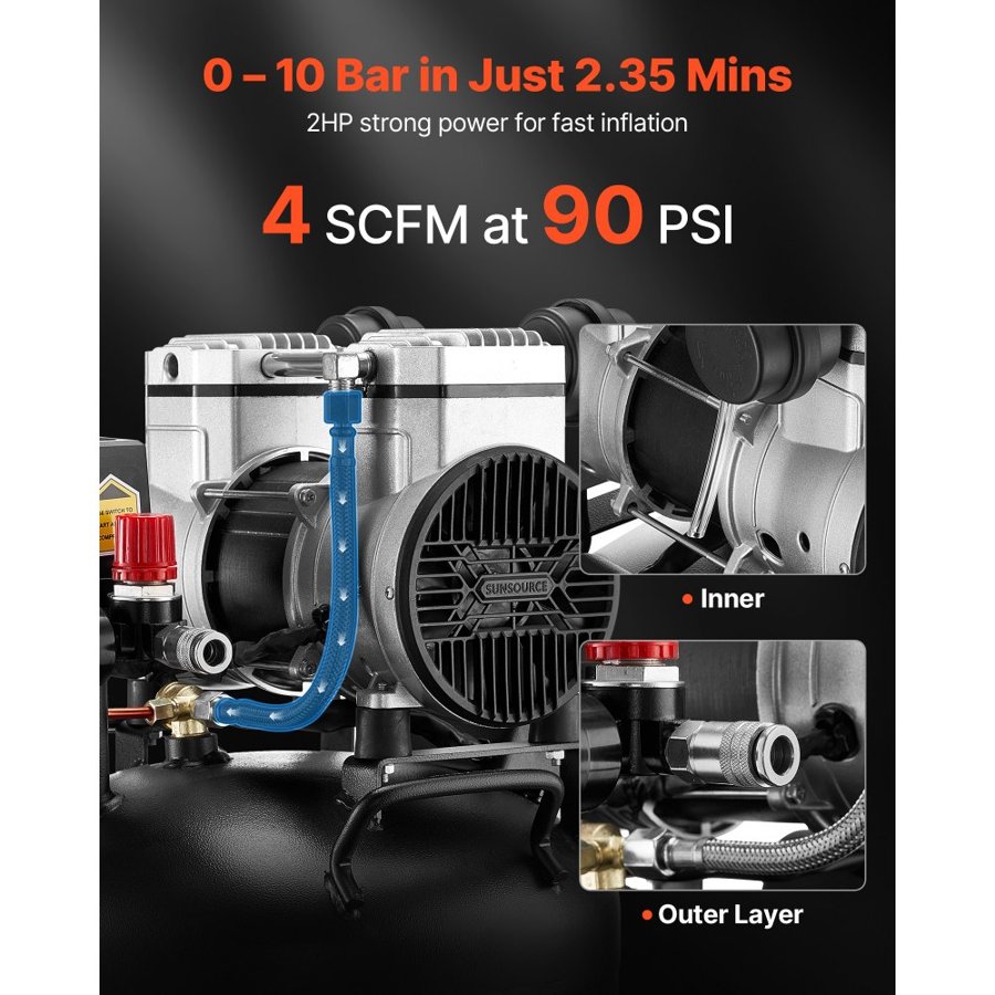 VEVOR 30L Air Compressor – 1.5kW, 113L/min, 10Bar, Oil-Free