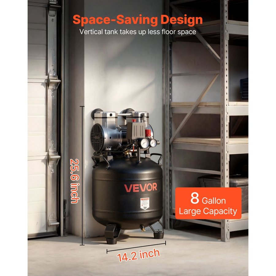 VEVOR 30L Air Compressor – 1.5kW, 113L/min, 10Bar, Oil-Free
