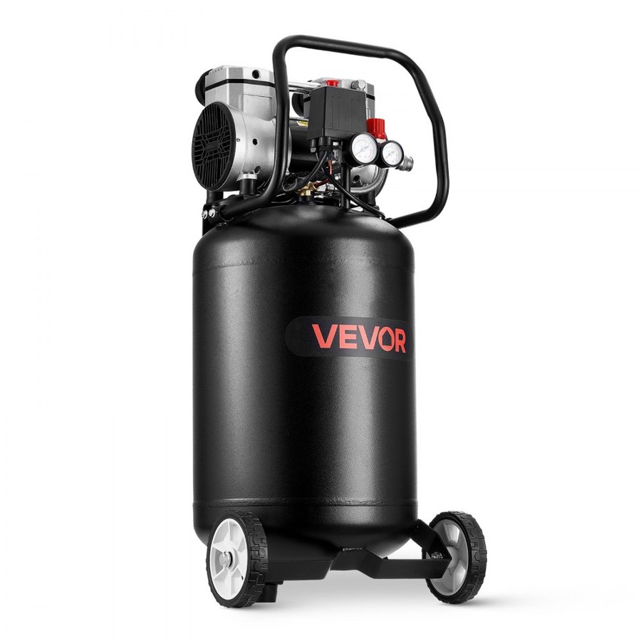 VEVOR 50L Air Compressor, 1.5 kW 113L/min at 6.2 Bar, Max 8 Bar Pressure Oil-Free Air Compressor Tank, Portable on Wheels for Auto Repair, Tire Inflation, Spray Painting, Woodwork Nailing