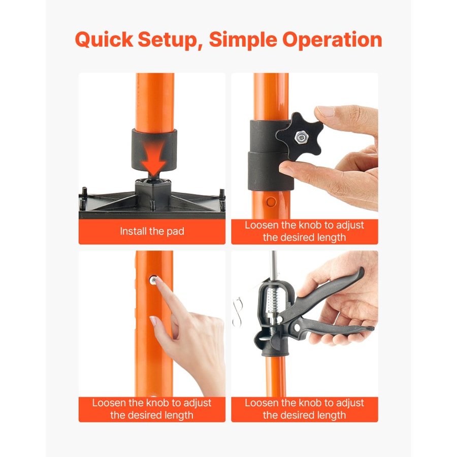 VEVOR Telescoping Support Pole – 21.3-60 in., 154 Lbs