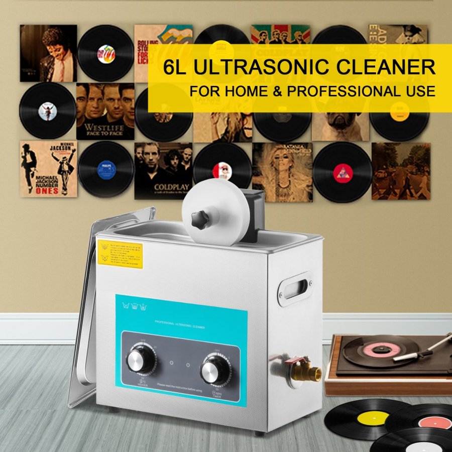 VEVOR Ultrasonic Vinyl Record Cleaner – 6L, 40kHz, 4 Records