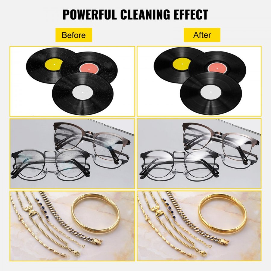 VEVOR Ultrasonic Vinyl Record Cleaner – 6L, 40kHz, 4 Records