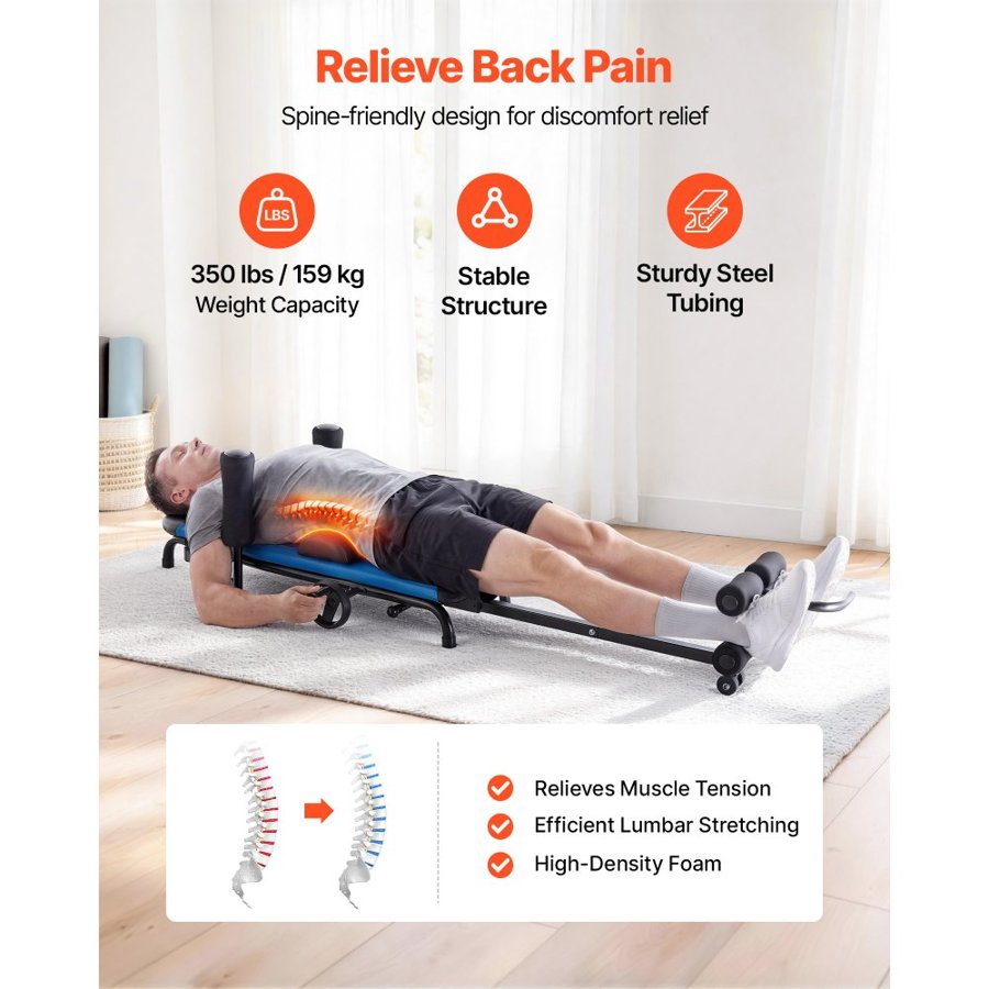 VEVOR Inversion Table, 159 kg Capacity Heavy Duty Back Inverter Stretcher, Inverted Table with Stable Structure, Adjustable Armrests, Decompression Tables for Shoulders, Neck, Back, Knees