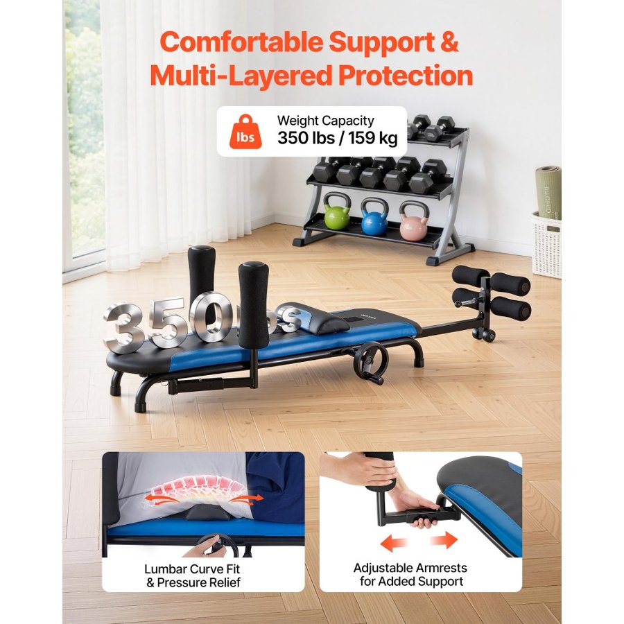 VEVOR Inversion Table, 159 kg Capacity Heavy Duty Back Inverter Stretcher, Inverted Table with Stable Structure, Adjustable Armrests, Decompression Tables for Shoulders, Neck, Back, Knees