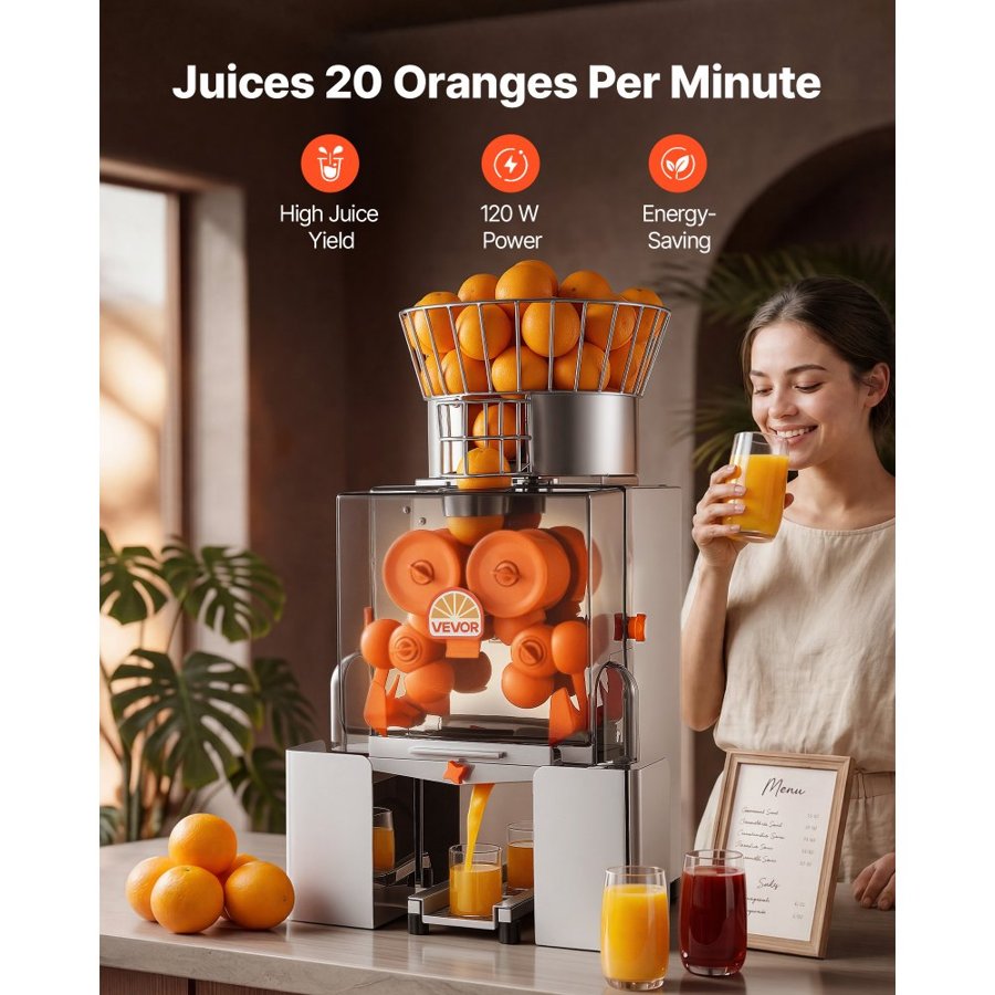 VEVOR Automatic Orange Squeezer – 120W, 20 Oranges per Min