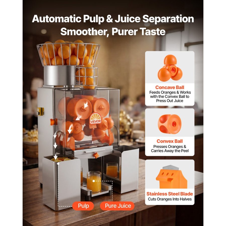 VEVOR Automatic Orange Squeezer – 120W, 20 Oranges per Min