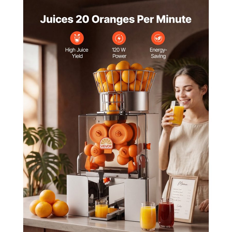 VEVOR Commercial Orange Juice Machine – 120W, 20/Min