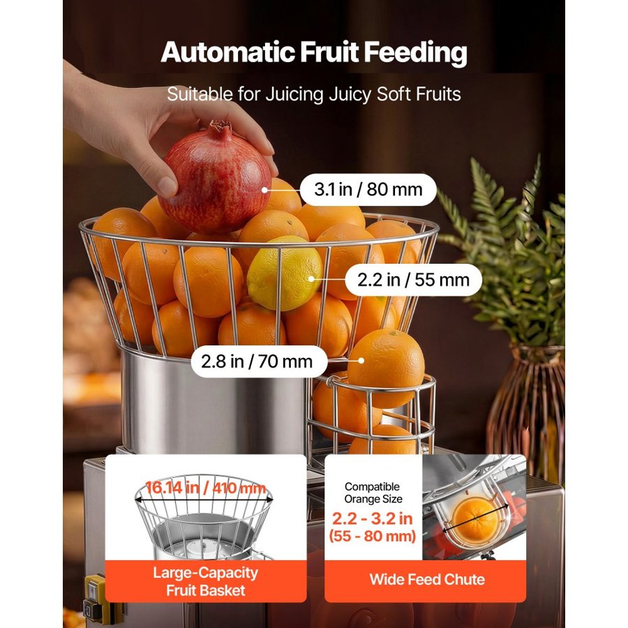 VEVOR Commercial Orange Juice Machine – 120W, 20/Min