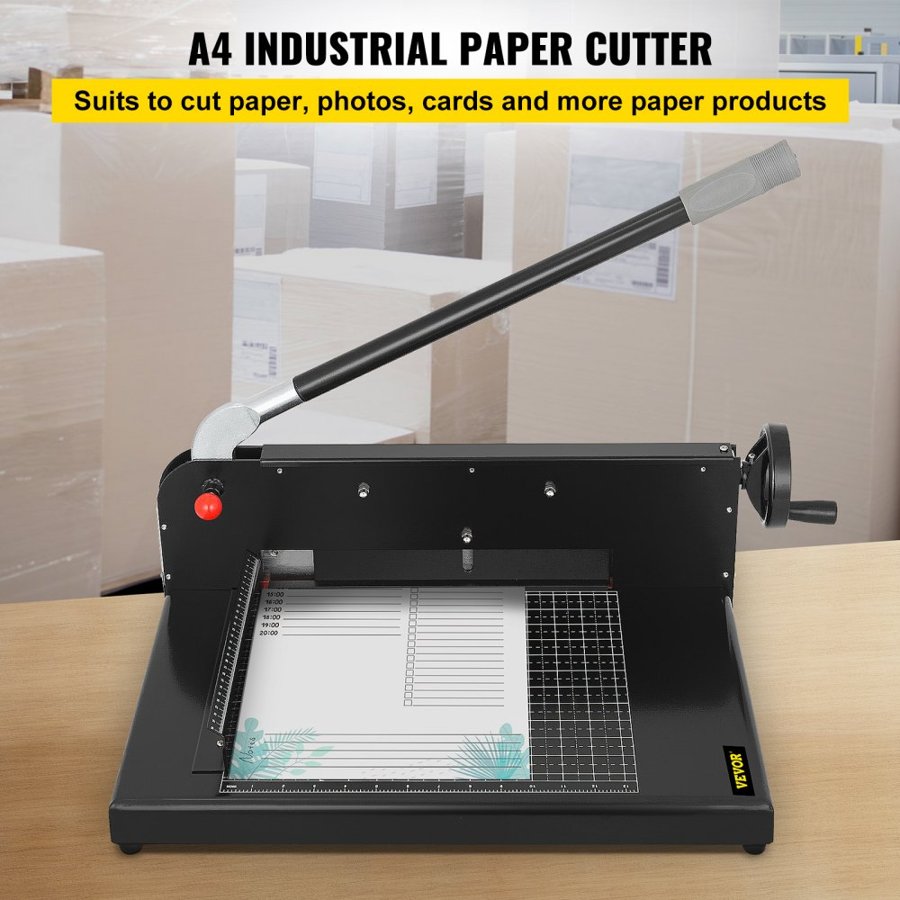 VEVOR A4 Paper Guillotine 12" Width Paper Cutter Heavy Duty Manual Stack Paper Trimmer Stack Cutter with Clamp Safe Lock for Home Office