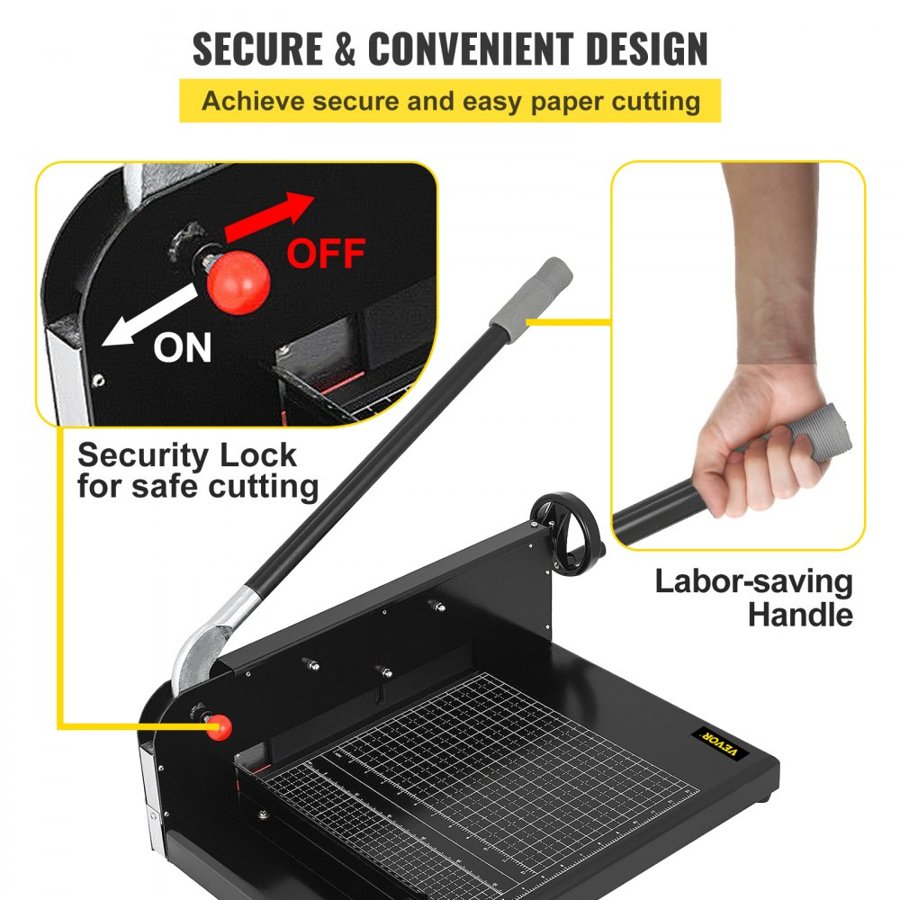 VEVOR A4 Paper Guillotine 12" Width Paper Cutter Heavy Duty Manual Stack Paper Trimmer Stack Cutter with Clamp Safe Lock for Home Office