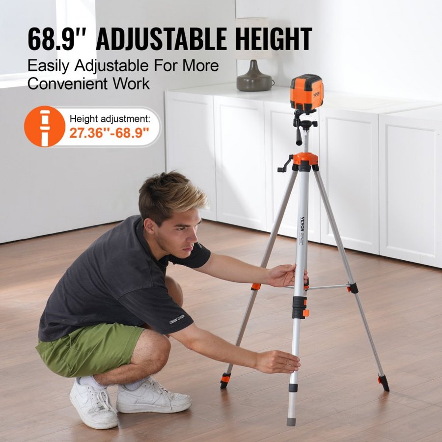 VEVOR Adjustable Laser Level Tripod – 27.36-68.9 in, 12 lbs