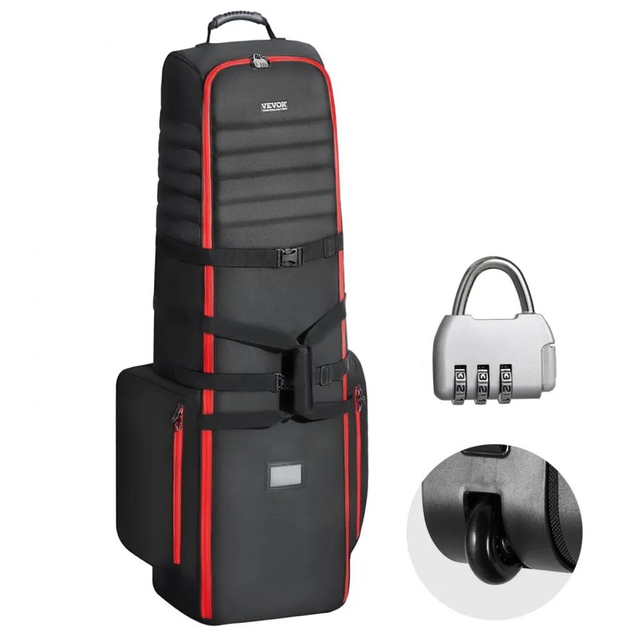VEVOR Golf Travel Bag, Outdoors Soft-Sided Golf Travel Cover, Heavy Duty 1800D Polyester Oxford Wear-Resistant Waterproof, Padded Luggage Case with Wheels, Foldable Golf Club Storage Bag for Airline