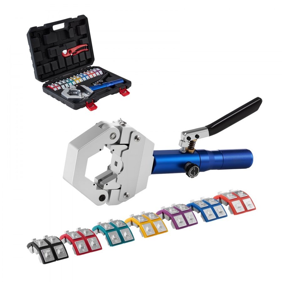 VEVOR AC Hose Crimping Tool – 7 Dies, 45 KN Hydraulic Force