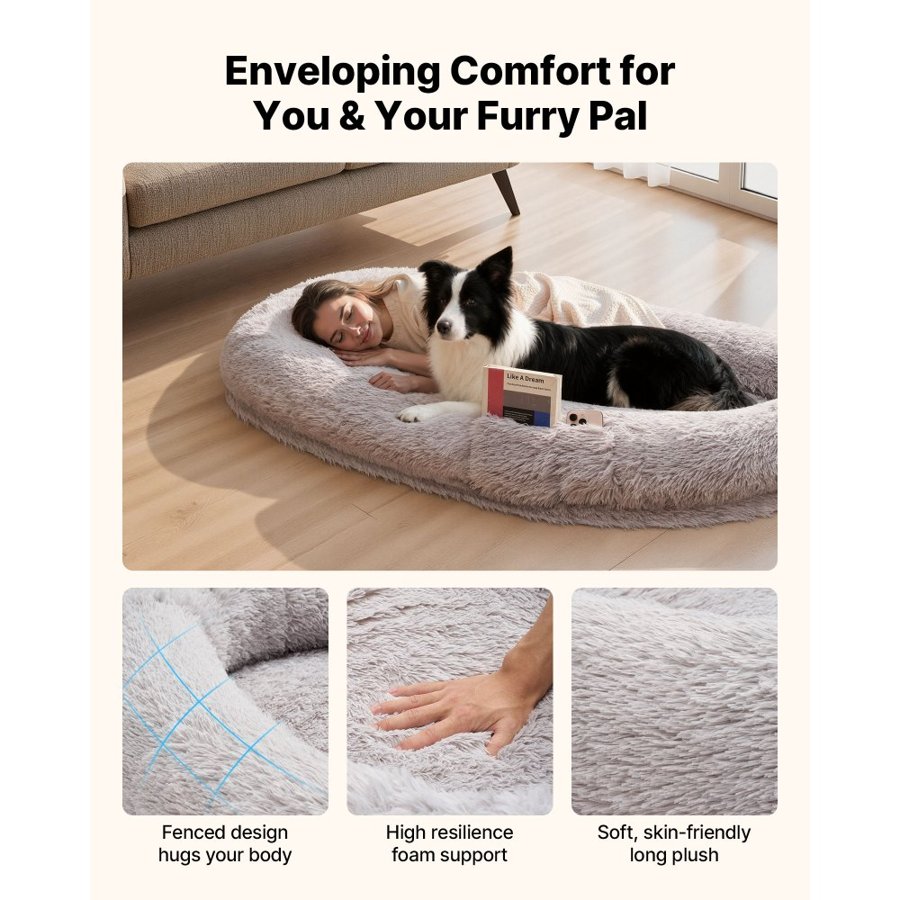 VEVOR Human Dog Bed for Adults – 67x39in, Memory Foam, 16lbs