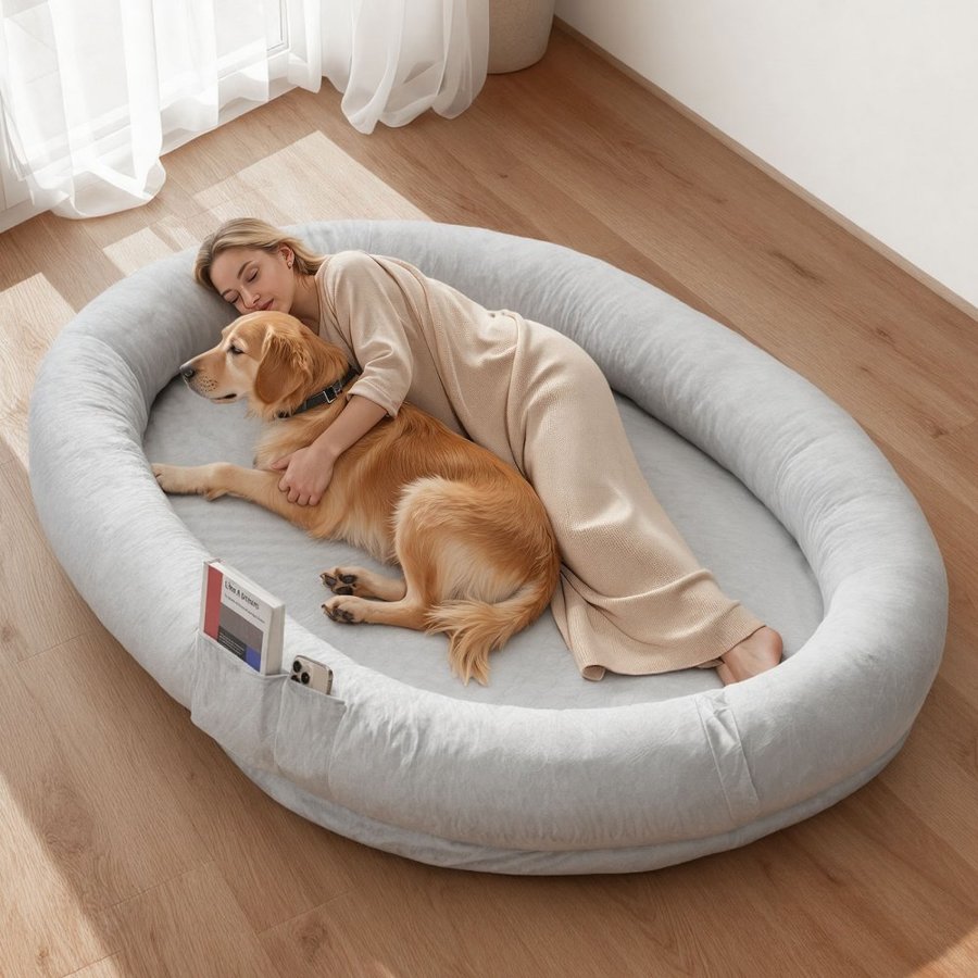 VEVOR Oversize Human Dog Bed – 70x47x9", 19.18 lbs, Gray