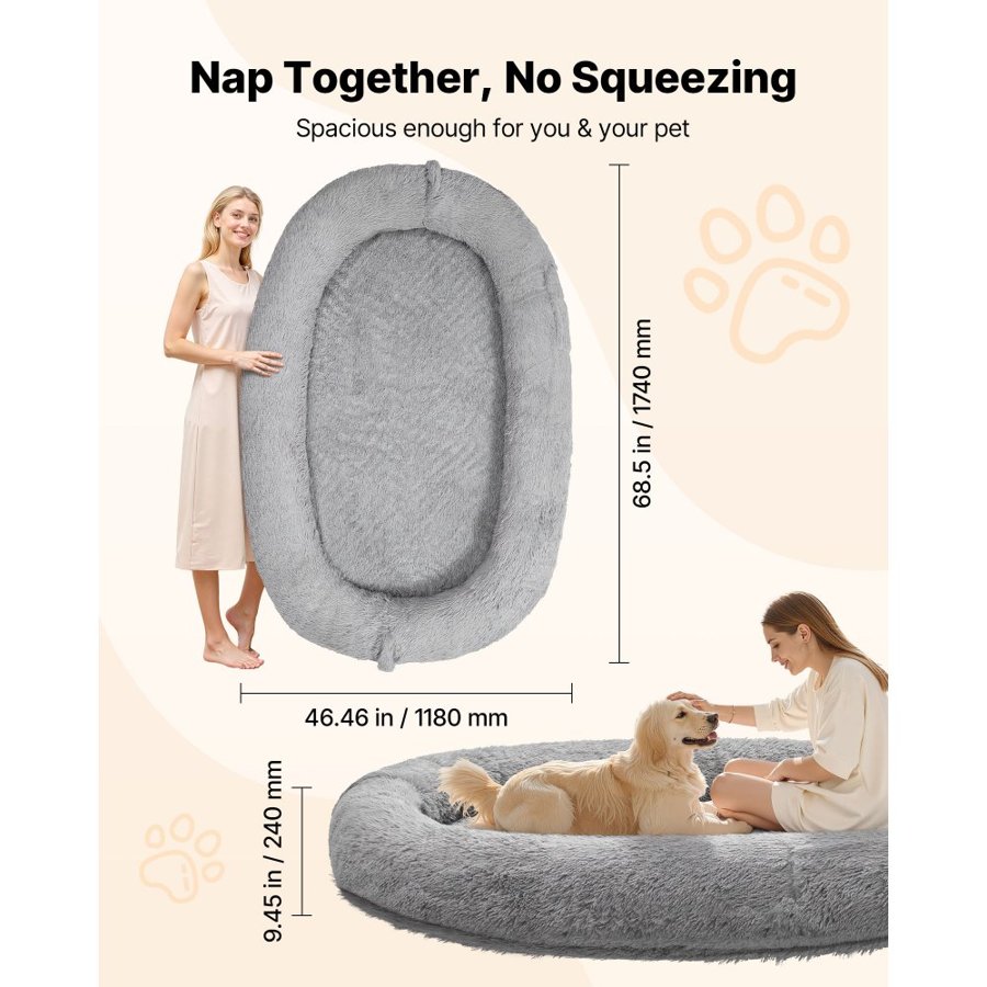 VEVOR Foldable Human Dog Bed – 68.5x46.5x9.45", Memory Foam