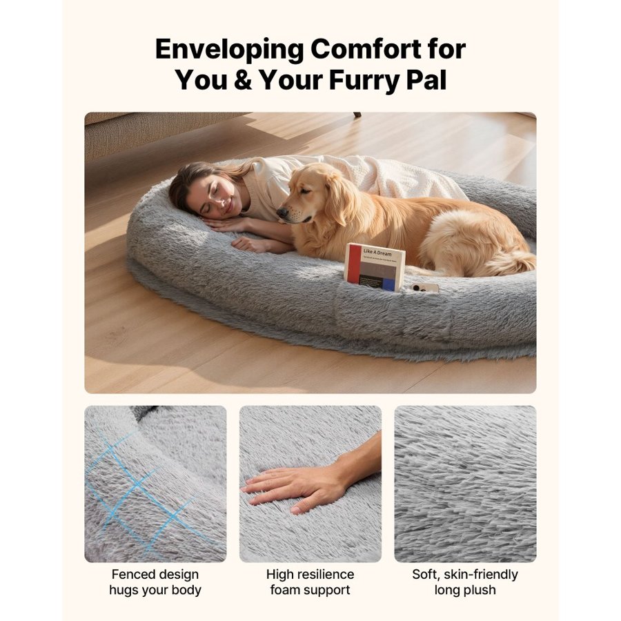VEVOR Foldable Human Dog Bed – 68.5x46.5x9.45", Memory Foam