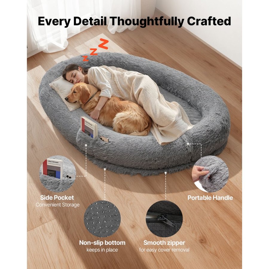 VEVOR Foldable Human Dog Bed – 68.5x46.5x9.45", Memory Foam
