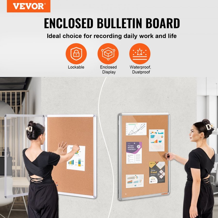 VEVOR Cork Bulletin Board – Reusable Cork & Solid Wood Frame