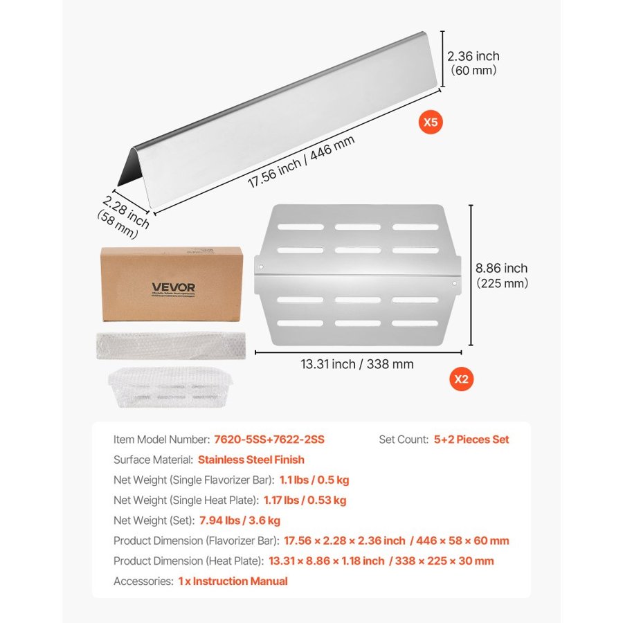 VEVOR Weber Genesis Flavorizer Bars Replacement – 17 Inch