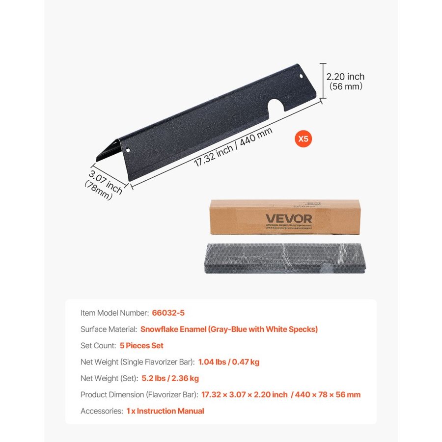 VEVOR Weber Genesis II Flavorizer Bars – 17in, 5-Pack