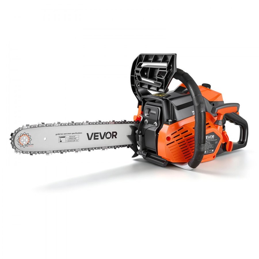 VEVOR Gas Powered Chainsaw 355.6 mm 40CC 1.15kW 2 Stroke Engine Chainsaw, for Wood Cutting, Tree Trimming & Land Clearing, Throttle-Synced Choke, Power Chain Saw with Non-Slip Handle & Dual Tanks