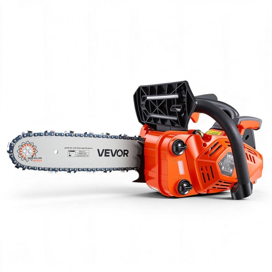 VEVOR Gas Powered Chainsaw 304.8 mm 25.4CC 0.75kW 2 Stroke Engine Chainsaw, for Wood Cutting, Tree Trimming & Land Clearing, Throttle-Synced Choke, Power Chain Saw with Non-Slip Handle & Dual Tanks