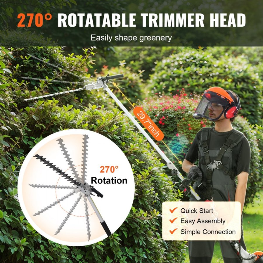 VEVOR Multi Function Hedge Trimmer – 33CC, 6-in-1, 8500RPM