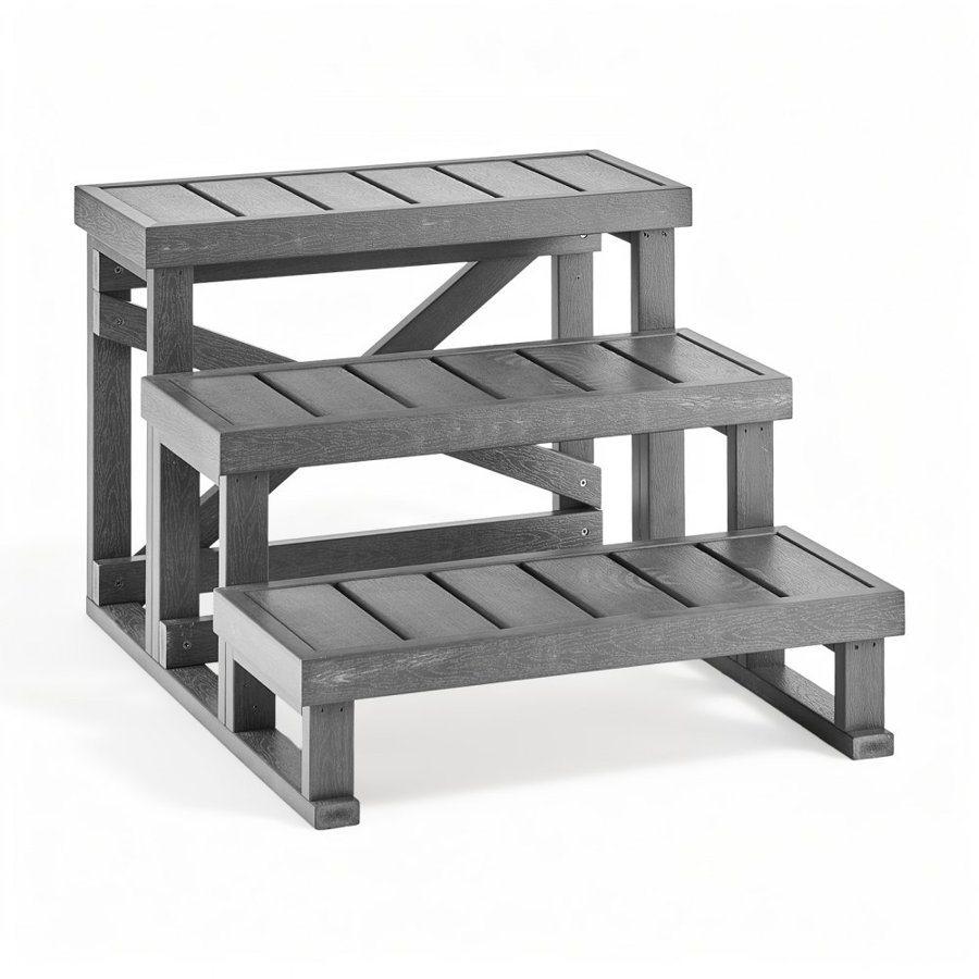 VEVOR Hot Tub Steps 3-Step Spa Stairs 700 mm Wide Step Ladder Outdoor, 160 kg Capacity, Sturdy HIPS Plastic, Non-Slip Foot Pads, Easy Assembly, Stable Access for Pool, RV, Home Patio and Backyard