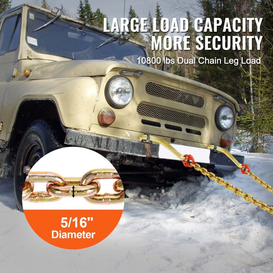 VEVOR V Bridle Tow Chain – 10800 Lbs, 5/16" x 2' Towing