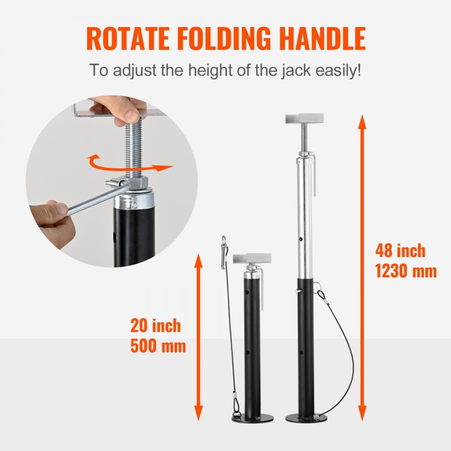 VEVOR RV Slide Out Support Jacks, 5000 lbs Capacity Each Slide Out Stabilizer, Adjusts from 20"-48" Camper Slide Out Support Jacks, Heavy-duty Slide out Stabilizers for RV, Camper and Travel Trailer