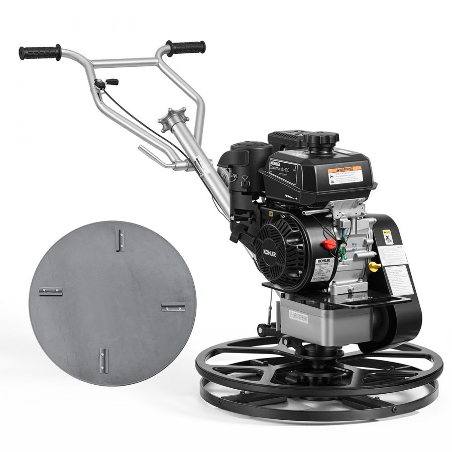 VEVOR Power Trowel, 610 mm Concrete Finishing Machine with Float Pan, 7HP Kohler Engine, 4 Blades, Adjustable Pitch, Gas-Powered Walk-Behind Cement Surface Finisher for Smooth Floors, Construction