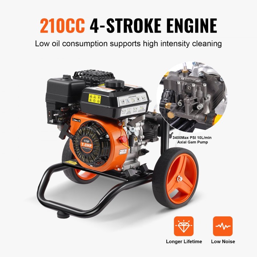 VEVOR 3400 PSI Gas Pressure Washer - 2.6 GPM Vertical