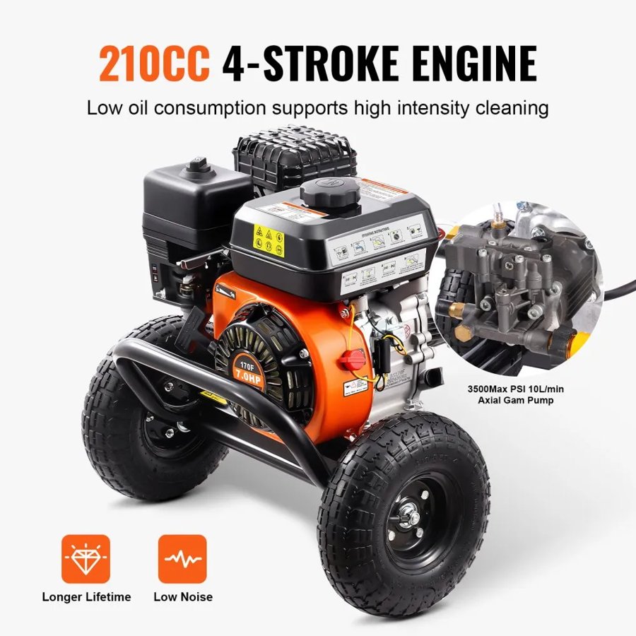 VEVOR 3500 PSI Gas Pressure Washer – 10L/min, 210cc 4 Stroke