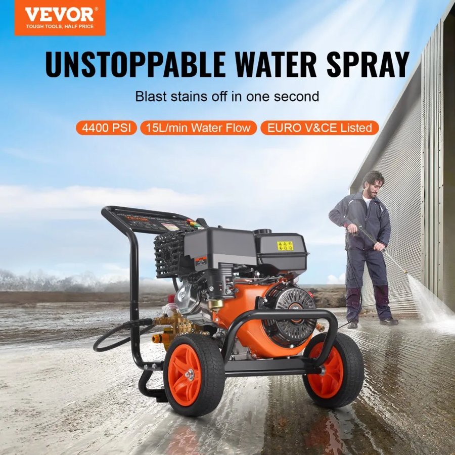 VEVOR 4400 PSI Gas Pressure Washer – 15L/min, 210cc 4-stroke