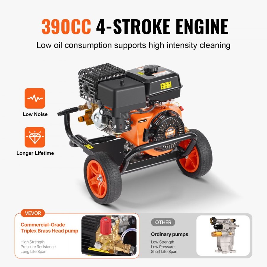 VEVOR 4400 PSI Gas Pressure Washer – 15L/min, 210cc 4-stroke