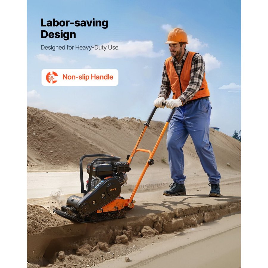 VEVOR Vibrating Plate Compactor – 6.5HP, 196CC, 5600VPM
