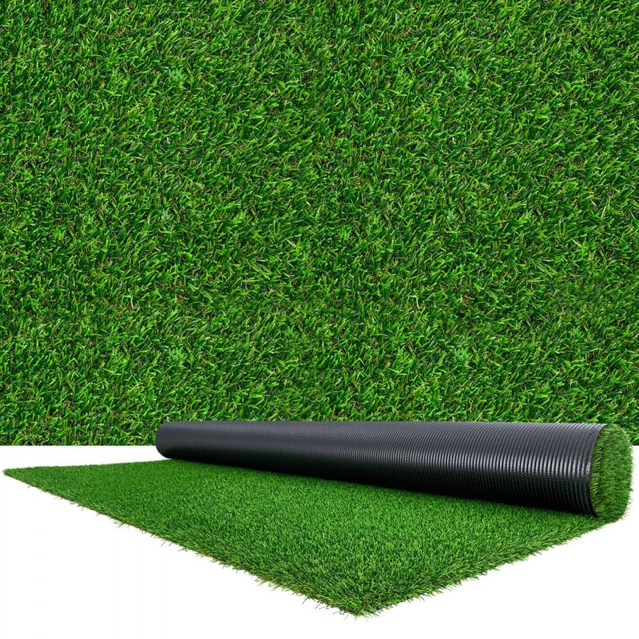 VEVOR Artificial Grass, 304.8 x 198.12 cm Fake Grass Turf Rug, 3.5 cm Pile Height Realistic Synthetic Lawn Carpet Roll Mat, Easy Clean Drainage Holes for Patio, Garden, Balcony, Outdoor Indoor Decor