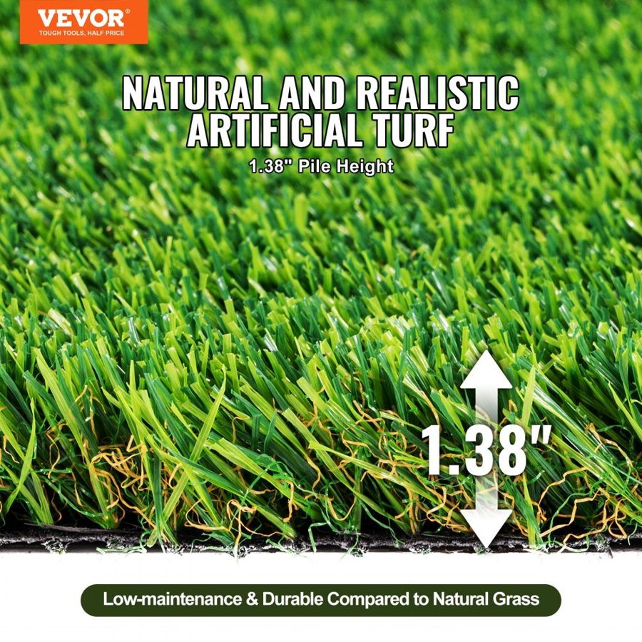VEVOR Artifical Grass, 0.9 x 1.5 m Rug Green Turf, 35mm Fake Door Mat Outdoor Patio Lawn Decoration, Easy to Clean with Drainage Holes, Perfect For Multi-Purpose Home Indoor Entryway Scraper Dog Mats