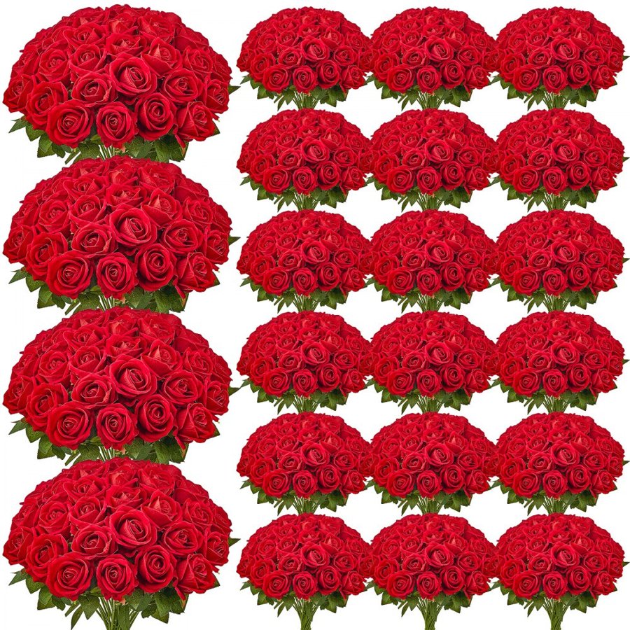 VEVOR Fake Roses Red - 500 PCS,20" Height, 5 Layer