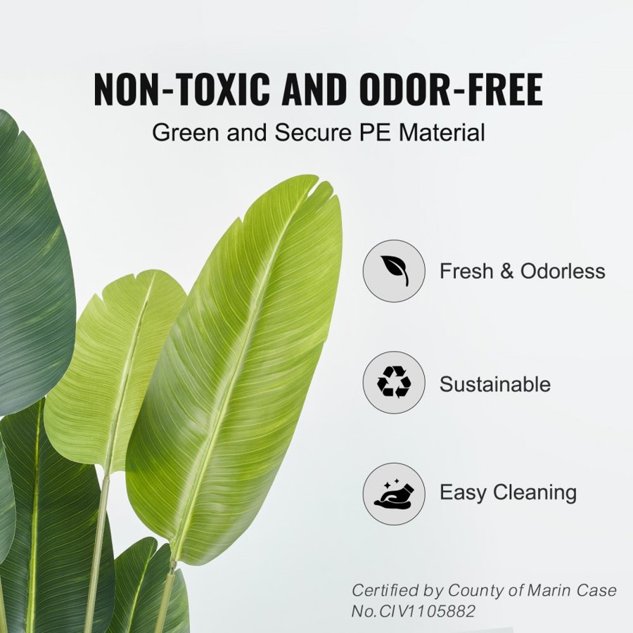 VEVOR Artificial Birds Of Paradise Tree, 1.5mTall Faux Plant, PE Material & Anti-Tip Tilt Protection Low-Maintenance Plant, Lifelike Green Fake Tree for Home Office Warehouse Decor Indoor Outdoor